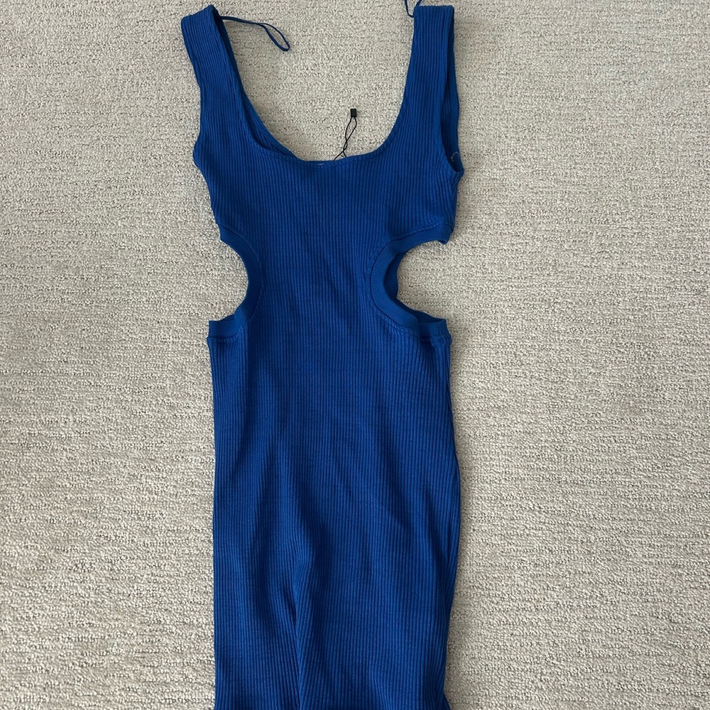 Zara Blue Bodycon Cocktail Dress with Cutout Details - Size Medium
